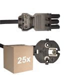 Opakowanie 25x Noxion GST-Kompatybilny Kabel zasilający - Płeć Żeńska + Schuko Europlug - Czarny 5m - 3 pole 0.75mm2